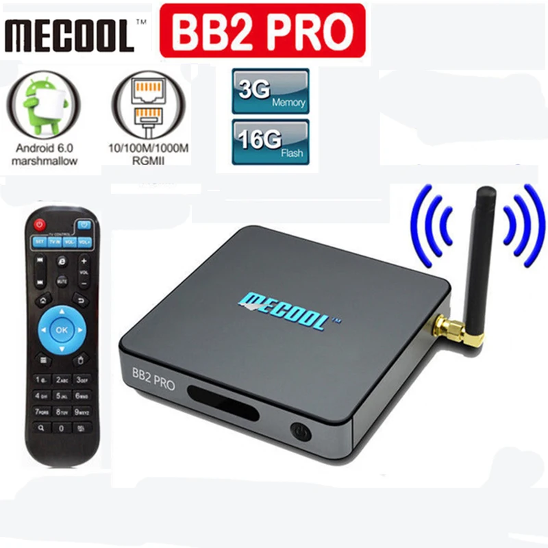 

Original MECOOL BB2 PRO Android TV Box Amlogic S912 Octa core RAM 3GB ROM 16GB WiFi 2.4G/5G 4K VP9 1000M LAN HD Media Player
