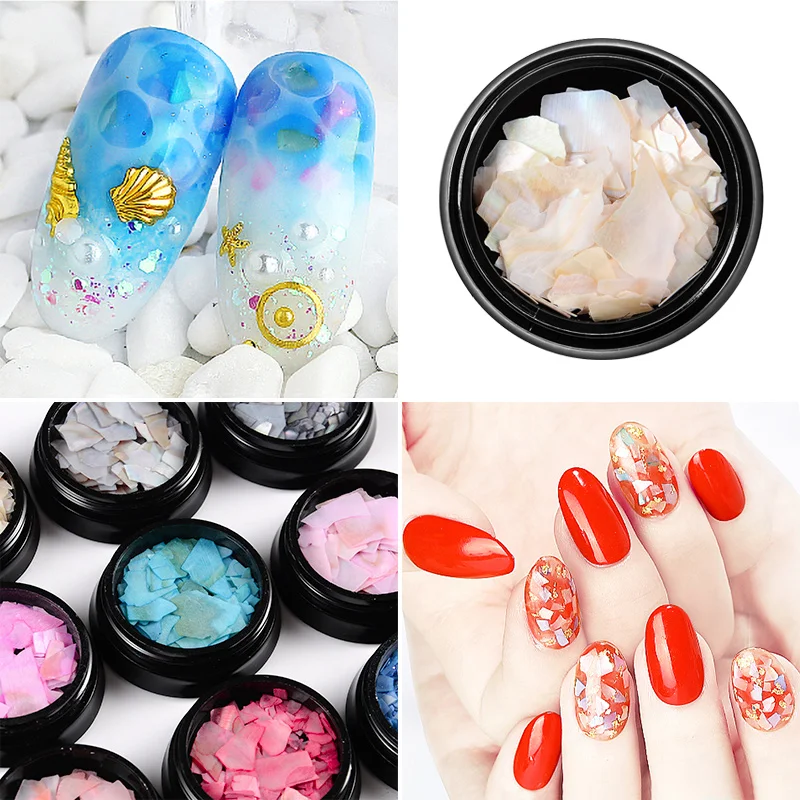 

1 Box 3D Nail Art Decoration Sequins Natural Shell Piece 10 Colors Irregular Shape Ultra Thin Flake DIY Manicure Tools