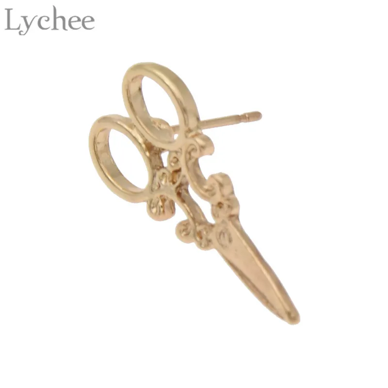 Lychee Модные сплав ножницы женские серьги золото/серебро цвет полые гвоздики