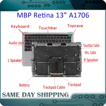 

Silver Grey for Macbook Pro 13" A1706 Full Topcase w/ Keyboard US English with Battery A1819 wtih Trackpad Touch Bar 2016 2017