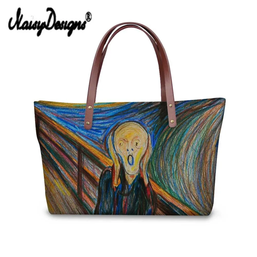 Van Gogh Звездная ночь 3D сумки на заказ Прямая неопреновая сумка для покупок женские большие сумки Сумка через плечо