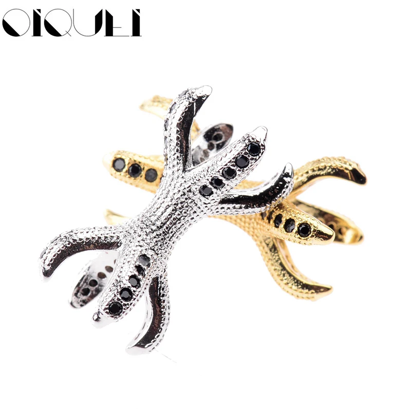 

OIQUEI New Fashion Micro Pave Octopus Beads For DIY Jewelry Making Black Zircon Charms Spacers Fits Hand Made Bracelet Necklace