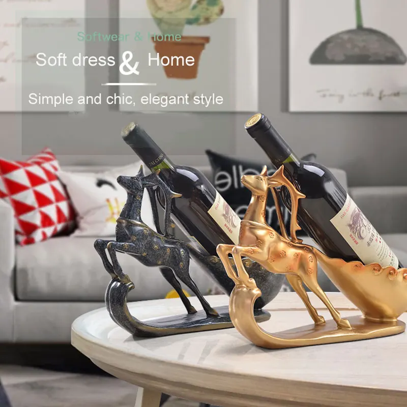 

Deer Ornaments Wine Rack Crafts Decoration Gift for Home Living Room Cabinet LBShipping