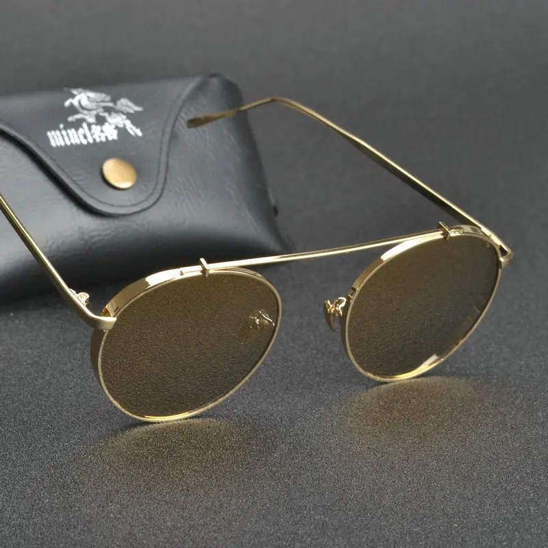 MINCL/ Ретро Круглые Солнцезащитные очки для женщин и мужчин брендовые дизайнерские солнцезащитные очки для женщин зеркальные солнечные очки сплав lxl