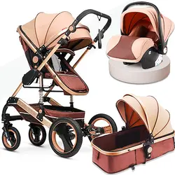 Детские Strolle Многофункциональный 3 в 1 детская коляска прогулочная коляска складной золотой Детские коляски коляска для новорожденных