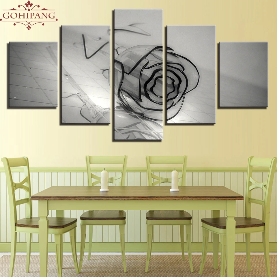 Wieck-Art-5-Piece-Canvas-Art-White-Rose-Picture-To-Photo-Prints-On-Canvas-For-Wall