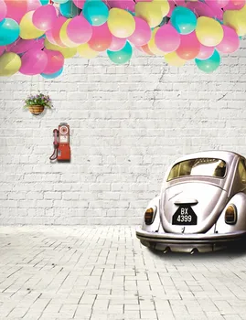

Brick Wall Children Cars Photography Backdrops Colored Balloon Shoot Studio Background 150cm*200cm