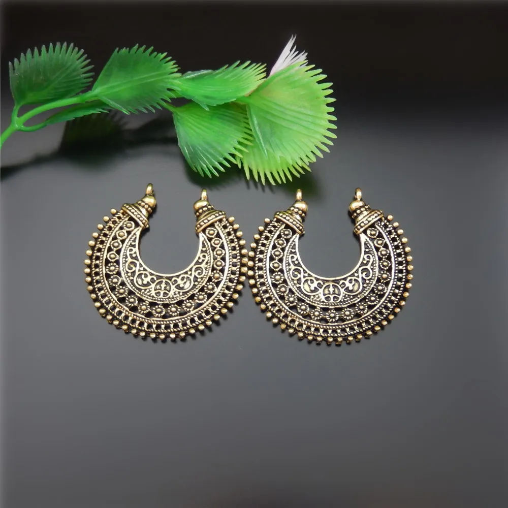 

10pc/lot Antique Gold Half Moon Necklace Charms Pendant Connector Women Retro Style Jewelry Making Handmade Crafts 39mm 51582