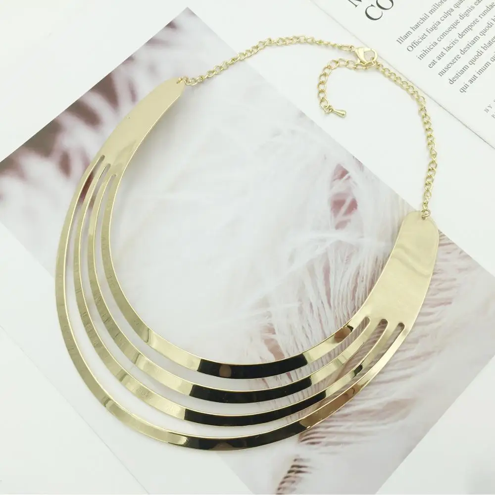 

4 Layer Bright Torques Choker Necklace Fashion Alloy Bib Collares Necklaces For Women Accessories 2018 Statement Jewelry Mrs win