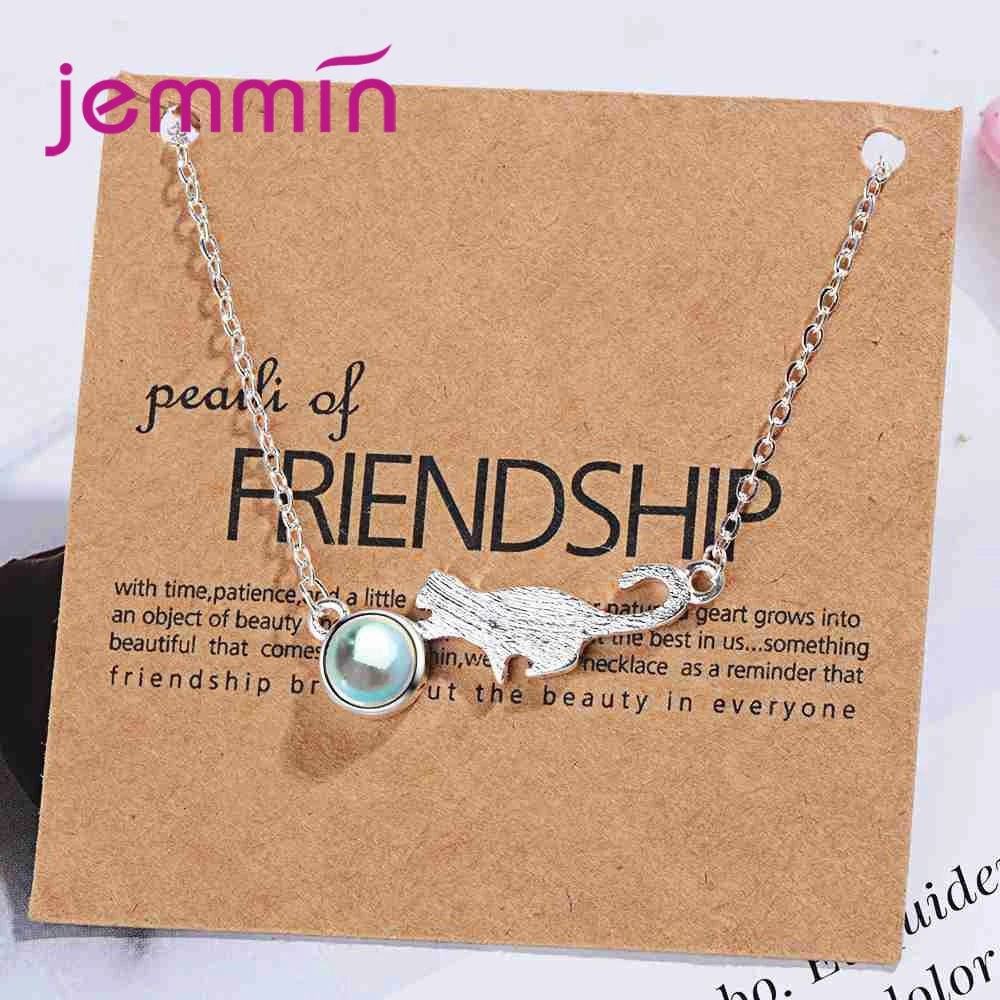 New Fashion Lovely Cate Playing Ball Design 925 Sterling Silver Necklace For Women Girls Party Jewelry Accessories