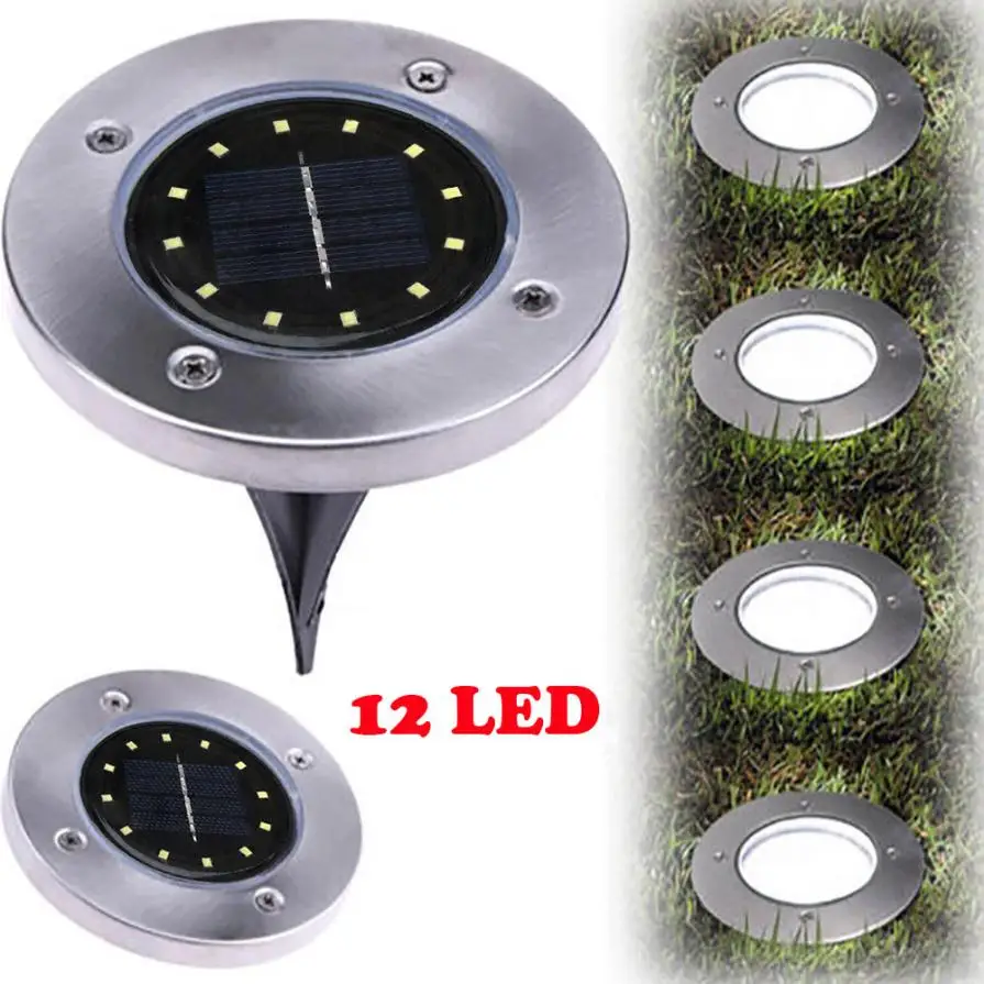 

Underground light 1Pcs 12 LED Solar Power Buried Light Ground Lamp Outdoor Path Way Garden Decking Cool white light