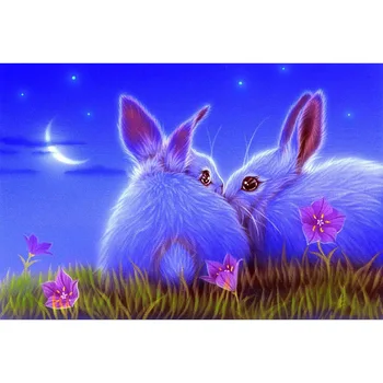 

DIY Diamond Embroidery Cute rabbit couple Diamond Painting Cross Stitch Full Square Rhinestone Mosaic Y2135