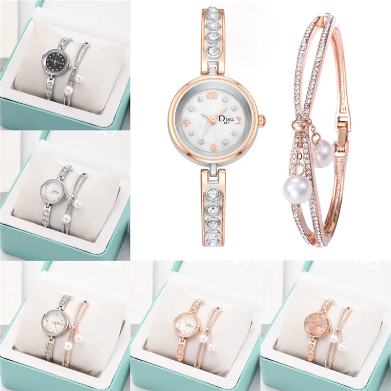 Light Luxury Girl Temperament Watch Bracelet Set Chain Watch Birthday Gift Women's Watch Bracelet Set with Box D25 (5)