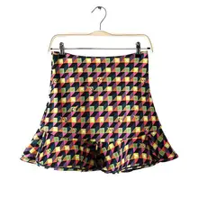 Весна Новая мода темперамент цвет гусиные лапки рыбий хвост Женская юбка, была тонкая дикая мини юбка женская