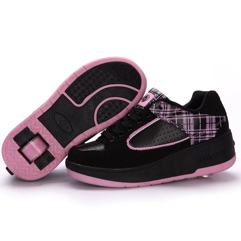 Heelys светящаяся обувь с зарядкой от usb, кроссовки с колесами, светодиодный светильник, спортивные роликовые коньки для детей, мальчиков и девочек, светодиодные кроссовки - Цвет: without LED