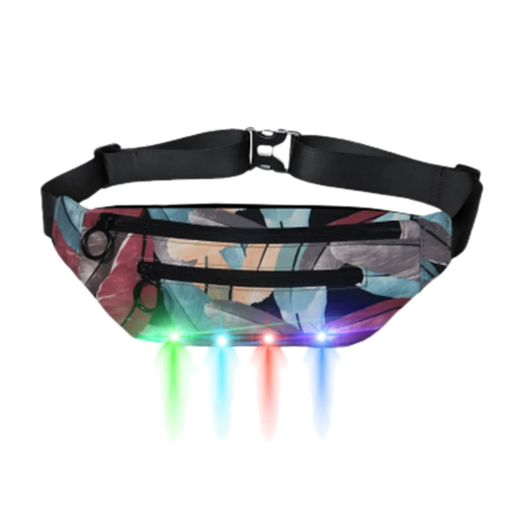 

2019 New Outdoor Unisex Fashion Sports Led Flash Pockets Hiking Phone Pockets Purse Chest Travel Cashier Belt Boys Girl Bag #R10