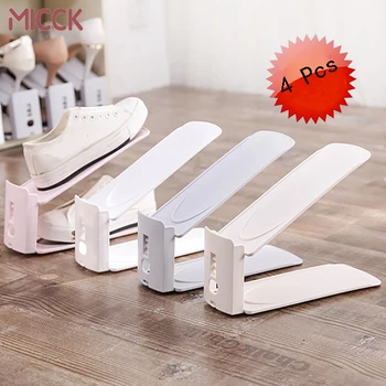 

MICCK Double Shoe Rack Shoe Organizer Plastic Stand Shelf For Living Room Home Storage Shoe Storage Rack Organizer Space Saving