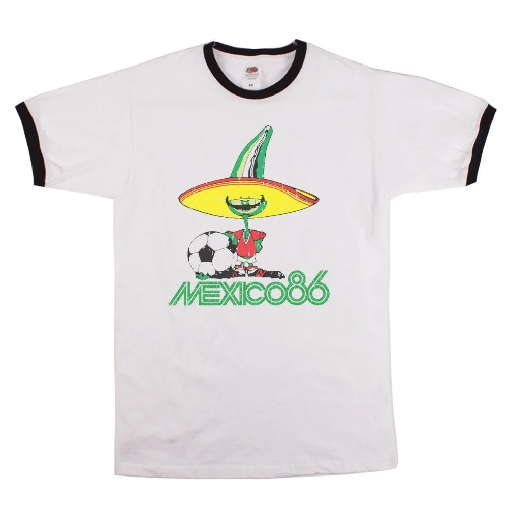 

Mexico 86 Classic Football Mens Ringer T-Shirt Retro New Summer Style Unny Novelty Hip Hop Rock T-Shirts