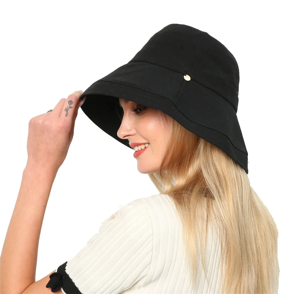 

JAYCOSIN 2019 New Women Spring And Summer Cotton Hat Foldable Wide Brim Floppy Cap Sun Solid Fisherman Hat dropshipping 523W