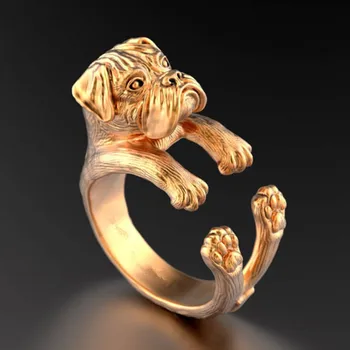 

2016 Wholesale new handmade boxer dog jewelry ring cheap hot selling ring antique silver/ silver/ gold ring