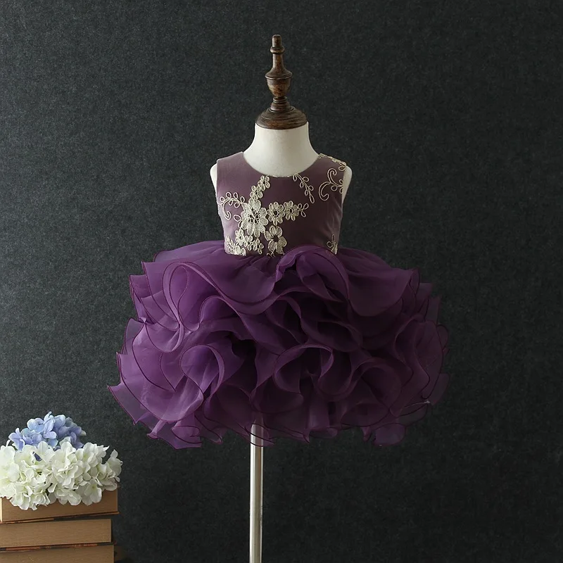Новинка года; романтическое Пышное Платье с цветочным узором для девочек; милое платье трапециевидной формы в стиле Лолиты; детская одежда - Цвет: Purple
