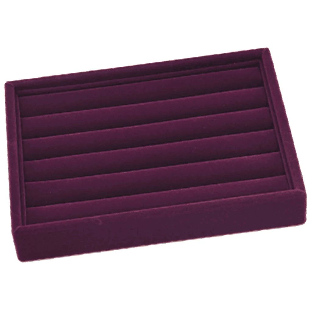 Elegant Purple Velvet Stackable Jewelry Display Tray Case Holder Organizers