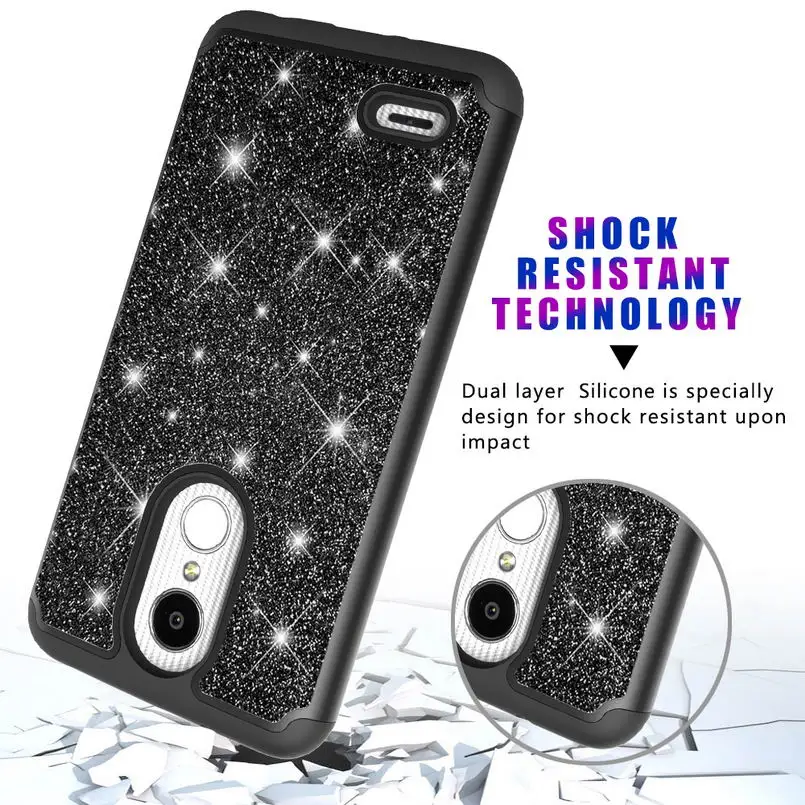 Case for LG Aristo 2 Bling Glitter PU Leather Silicon PC Back Cover for LG Aristo 2 Plus K8 2018 US Version V30 2018 Phone Cases 3