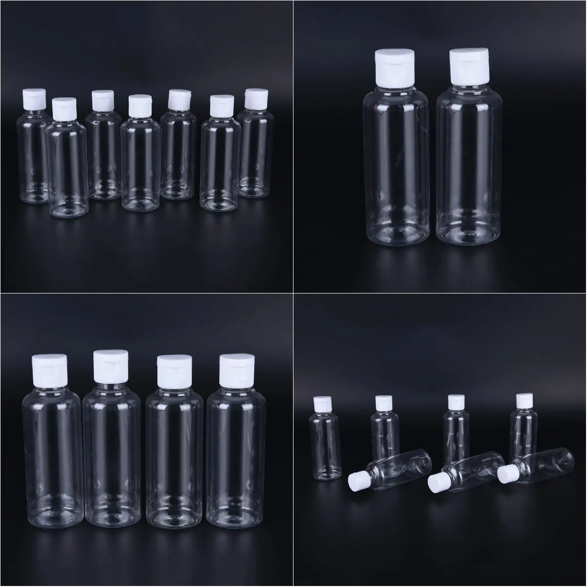 

10ml 50ml 100ml Empty Transparent Plastic Pack Bottle Crystal Clear Flip Top Cap Empty Packaging Containers