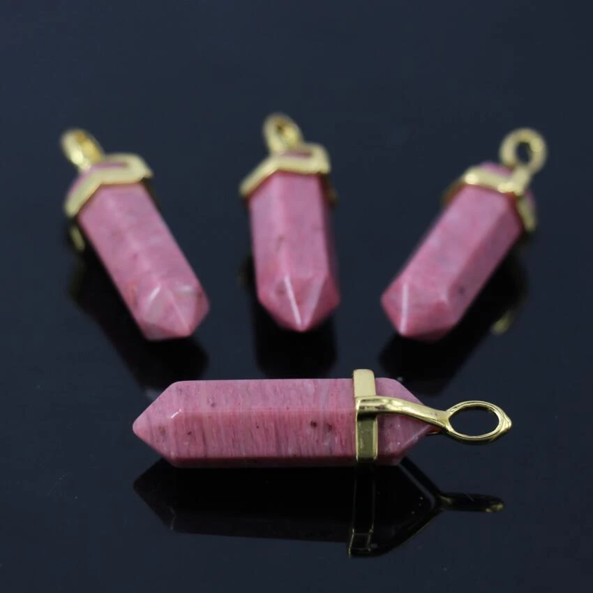 Rhodonite and twisted copper pendant