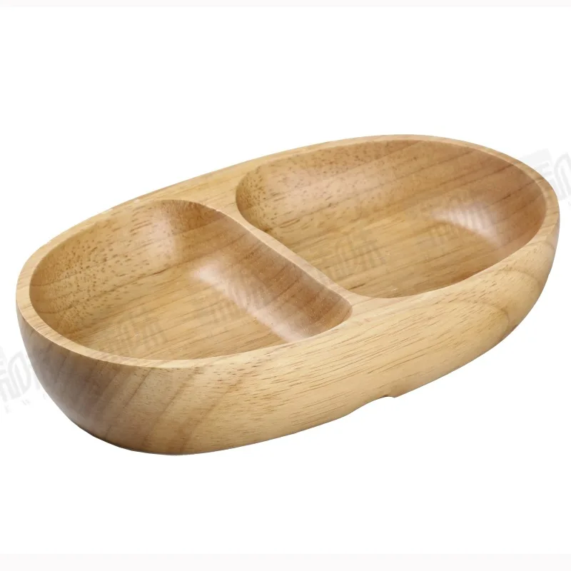 Creative Eco Friendly Natural Wooden Divided Plates Wooden Serving Trays Environmental Fruit