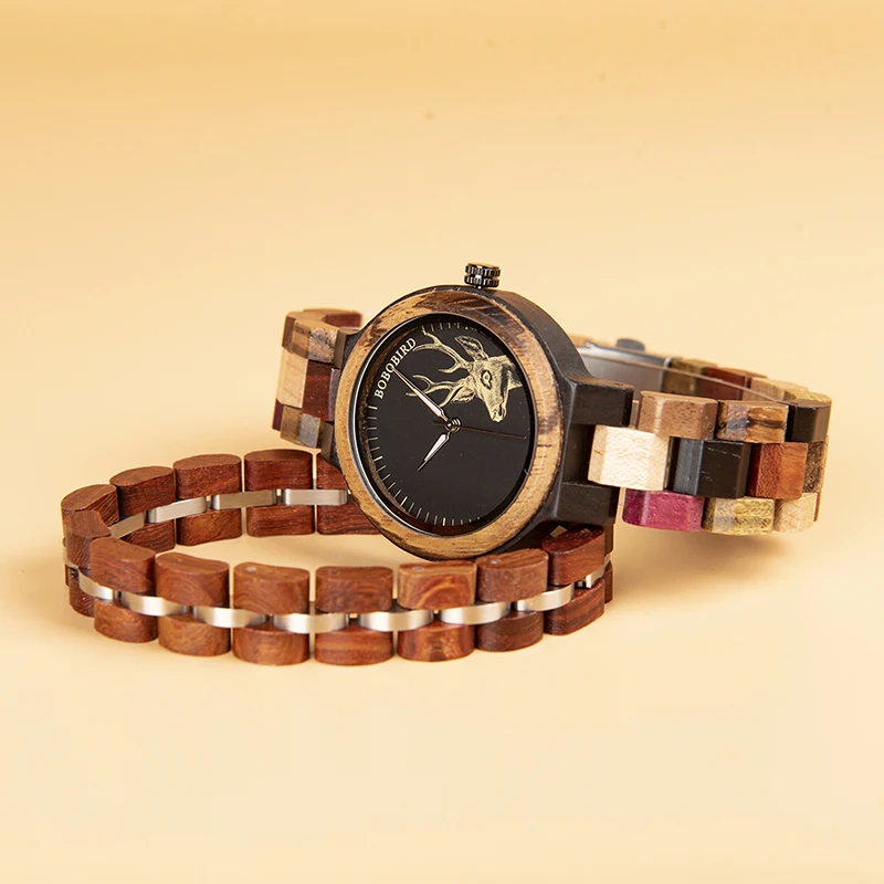 Montre femme BOBO BIRD деревянные женские часы браслет набор Высокое качество Япония движение кварцевые часы в деревянной коробке reloj mujer
