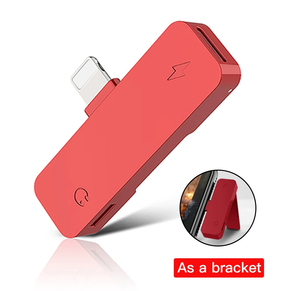 

2 in 1 Audio Charging Bracket Adapter Lighting Headset Connector For iphone X 8 7 6 Plus XS MAX IOS 11 12 AUX Splitter Converter