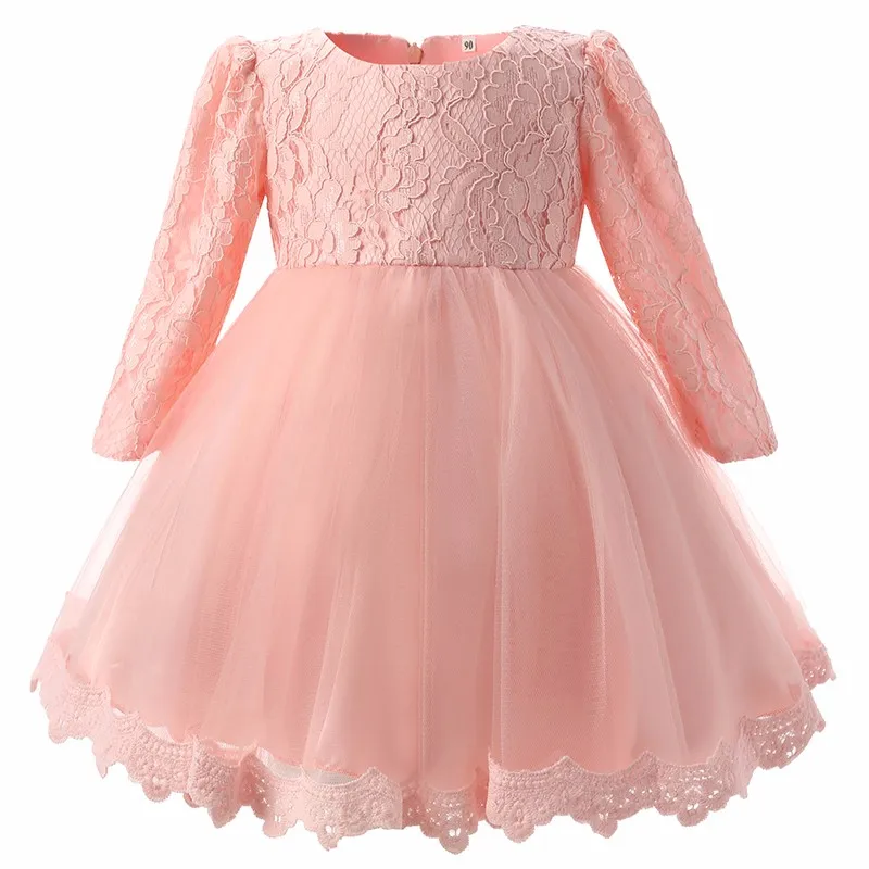 Зимние платья для новорожденных; Одежда для девочек; розовое платье с фатиновой юбкой; одежда для первого дня рождения для маленьких девочек; вечерние платья для малышей 12-24 месяцев