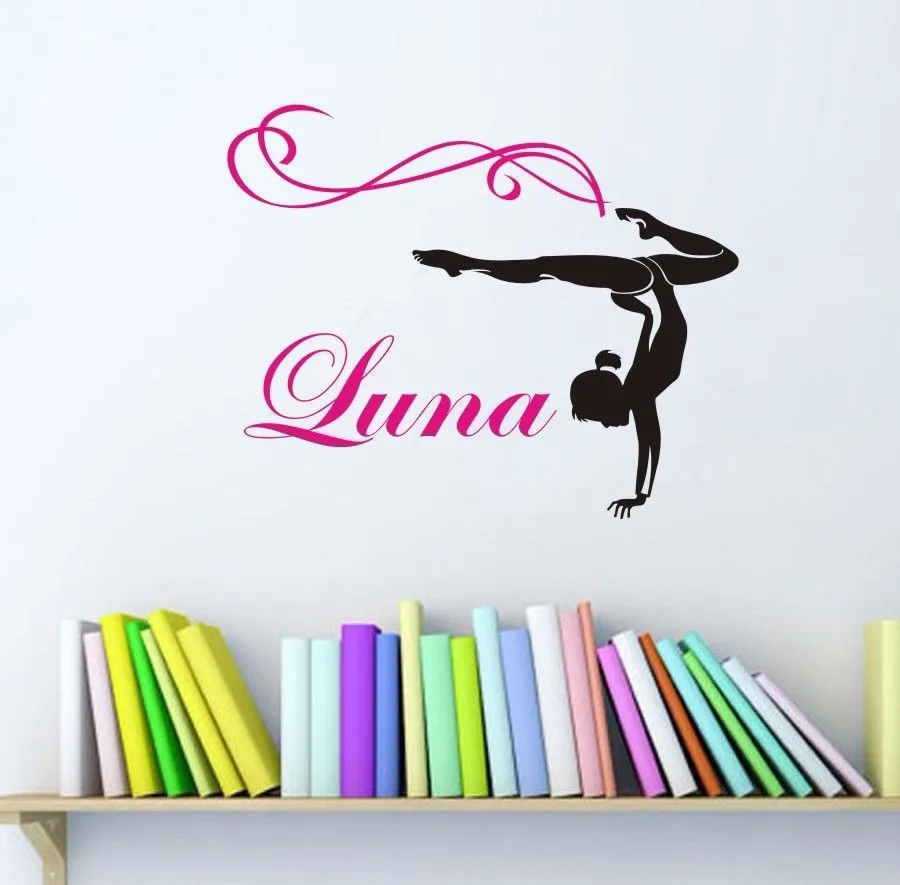 Personalized Name Dance Vinyl Wall Decal Customer Girl Gymnast Gymnastics Dance Wall Sticker