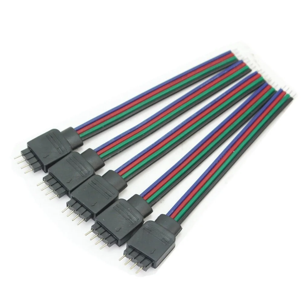 10 шт. см RGB 4pin Мужской провод разъема светодиода кабель для светодиодной ленты 5050