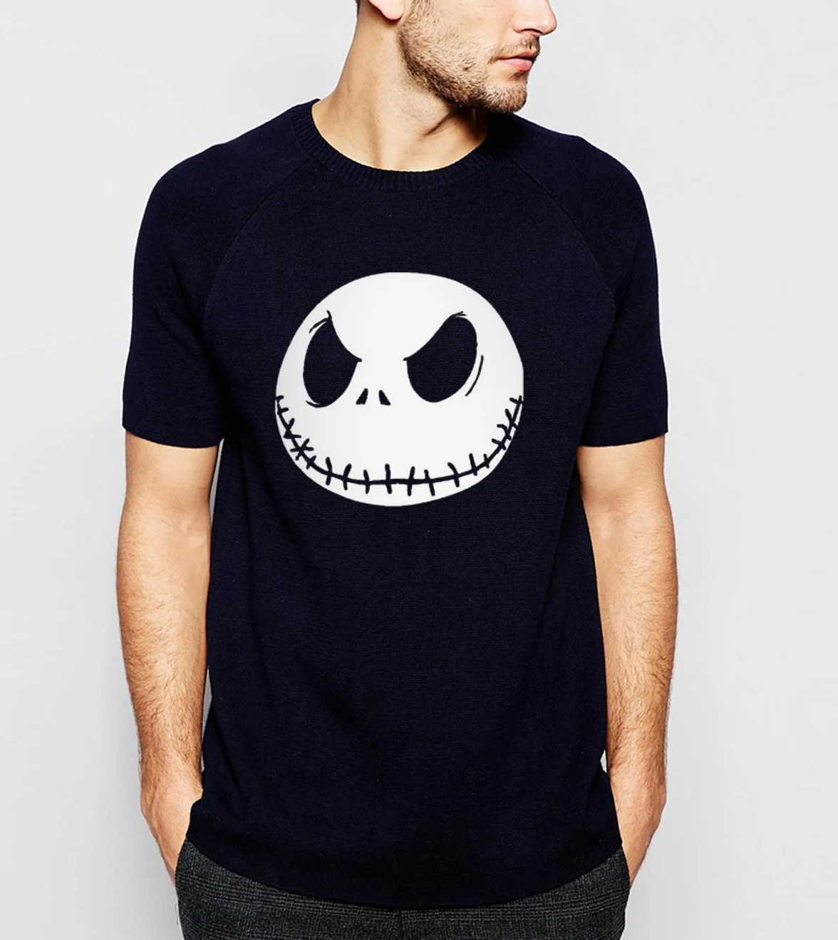 

nightmare before christmas cartoon Jack Skellington Men T Shirt Grimace 2019 Summer New 100% Cotton Hip Hop Streetwear T-Shirt