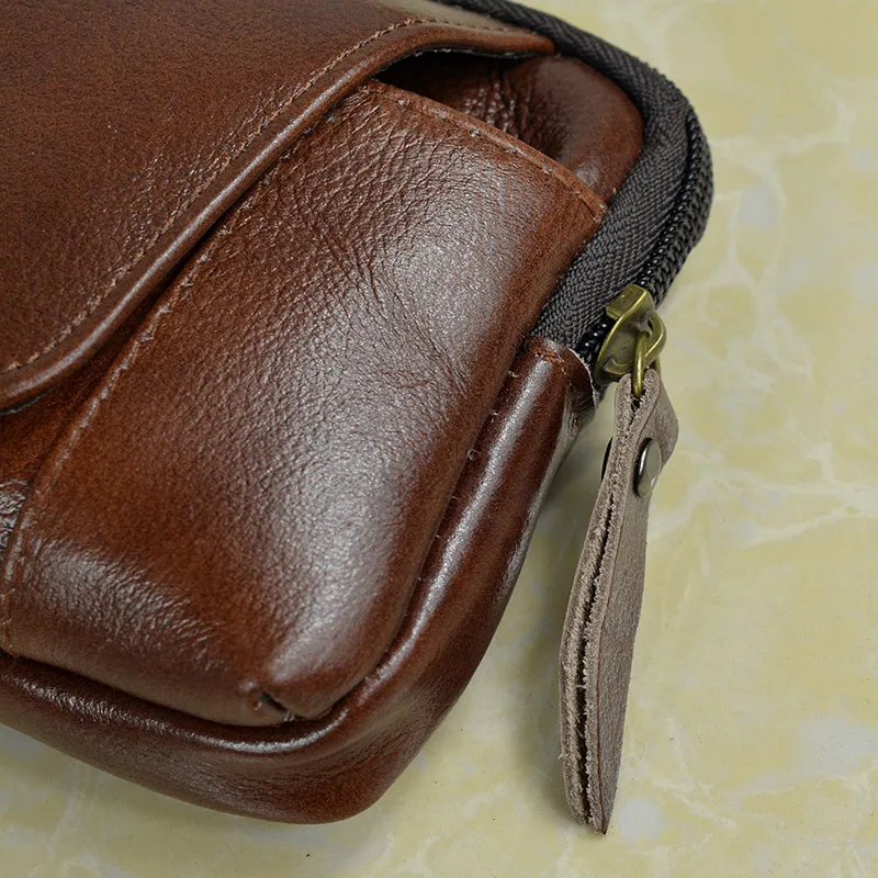Мужская Натуральная кожа Сумка-пояс на бедро мужская молния кожаный чехол для телефона сумка высокого качества поясная сумка для мальчика