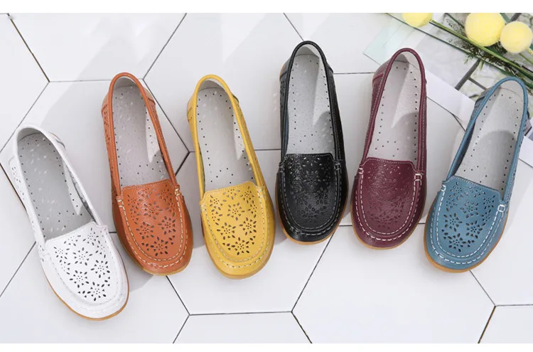  AH 5888-Fashion Fretwork Women Flats Cut Outs Genuine Leather Woman Lafers Summer1