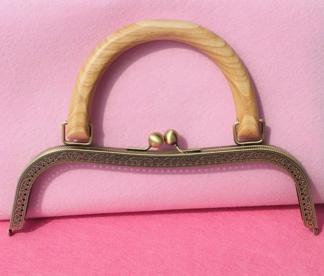 26cm Antique Bronze wood handle Metal Purse Frame High Quality DIY
