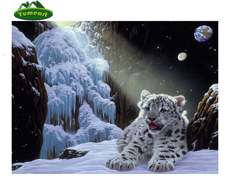 YUMEART Snow Leopard 30x40 DIY Square Crystal Rhinestone Diamond