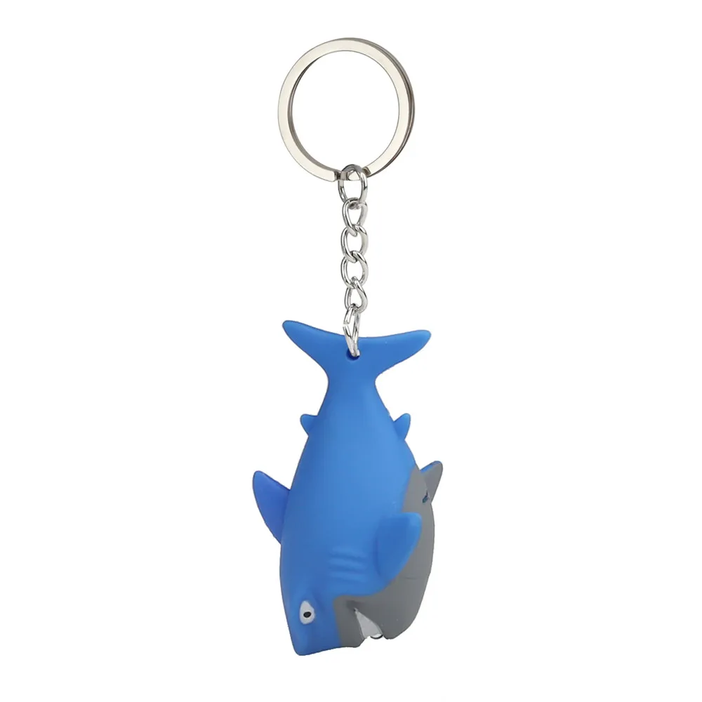 Стильная футболка с изображением персонажей видеоигр Синяя акула брелок с светодиодный ночной Светильник Звук брелок Детская игрушка в подарок синий подарки Прямая