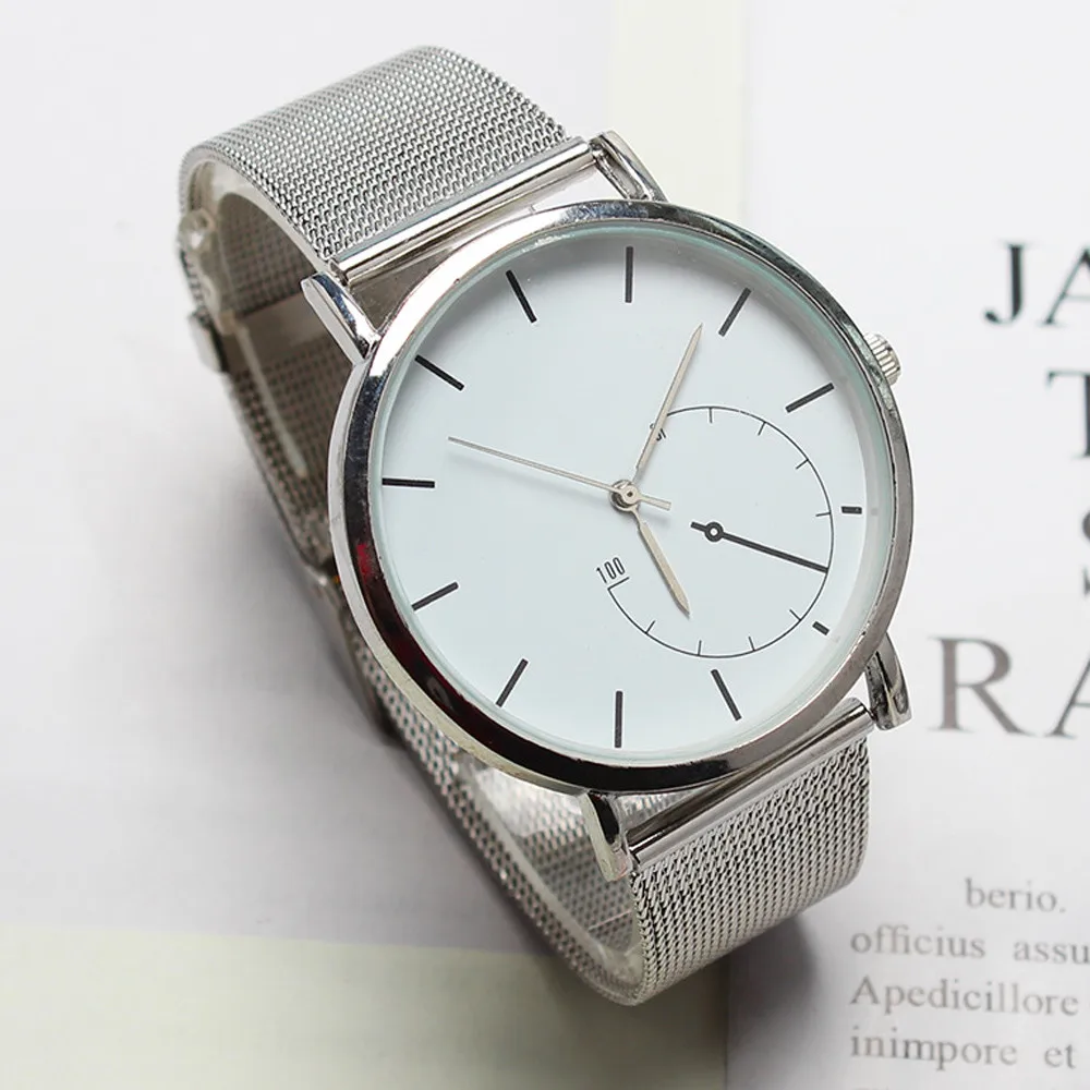 Мода пара сплав часы унисекс досуг простой бизнес стальной полосы Кварцевые Спортивные Наручные Часы montre homme sport A80