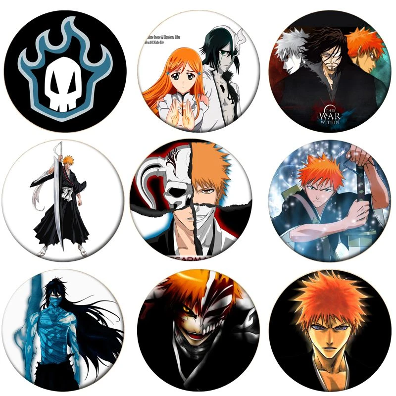 1pcs Anime Bleach Cosplay Badge Kurosaki Ichigo Brooch Pin Hitsugaya Toushirou Cute Collection Badge for Backpack Clothes Women's Costumes