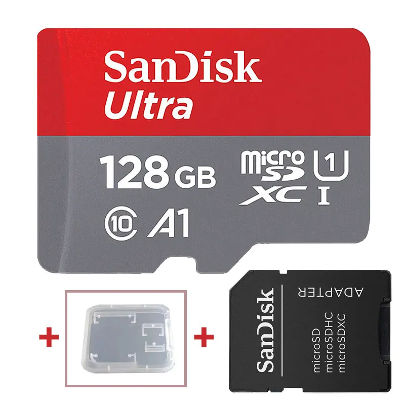 Карта памяти SanDisk Micro SD 32 Гб 16 Гб класс 10 UHS-1 MicroSDHC Mini SD карта 64 Гб 128 ГБ 256 ГБ MicroSDXC для смартфонов на базе Android - Емкость: 128GB-Adapter