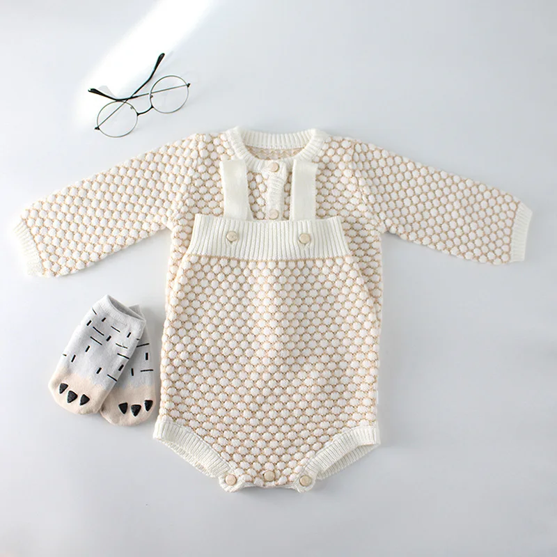 Baby Girls Clothes Rompers 1-3Yrs Baby Knitted Romper Set Infant Newborn Baby Girl Jumpsuit Cotton Baby Jumpsuit For Girls