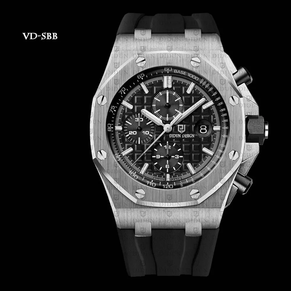 New Watches Men Luxury Brand DIDUN Chronograph Men Sports Watches Waterproof Full Steel Quartz Men Watch