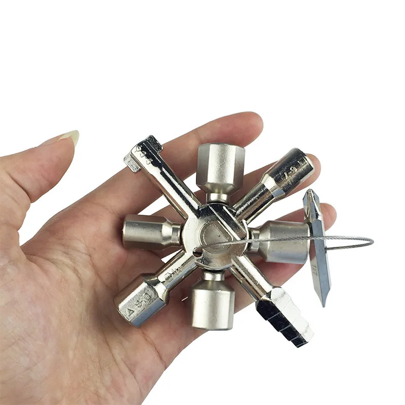 Llave de llave triangular para armario eléctrico multifunción, válvula de medidor de agua, Agujero cuadrado, llave, herramientas profesionales