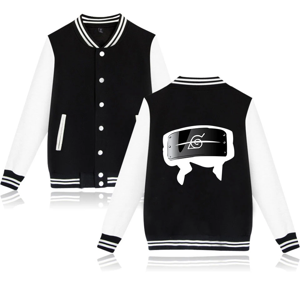 Harajuku Наруто бейсбольная куртка для мужчин/женщин Мода Горячая Высокое качество Уличная печать Наруто мужская бейсбольная куртка черный +