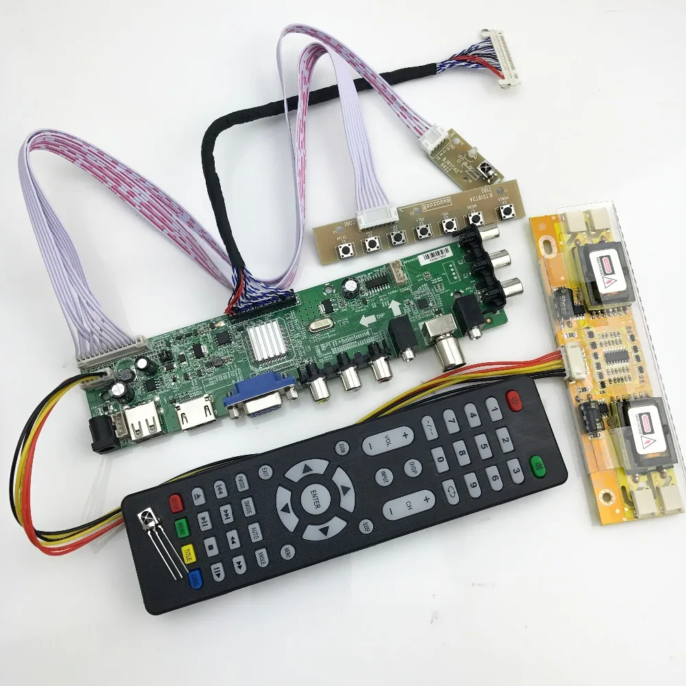 Продажа D3663LUA цифровой ТВ плата DVB T2 T C Универсальный ЖК LED ТВ контроллер драйвер платы с кабелем инвертор