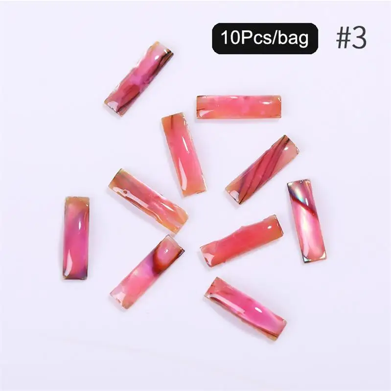 10PCS Irregular Nail Art Rhinestones Colorful Semicircle Crystal Flat Back 3D Nail Jewelry Decorations 1Pc Fluorescence Stone - Цвет: 10PCS-03